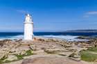 Spain-Galicia Muxia seashore and lighthouse Art Print